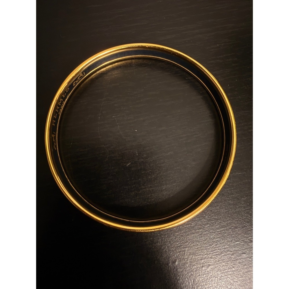 Hermes Enamel Bangle Bracelet Gold Plated Buckle Multi Colored Made in Austria - Picture 5 of 9
